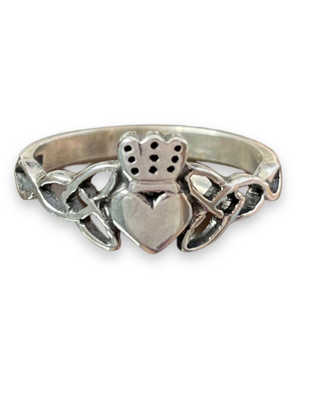 Vintage Sterling Silver 925 Claddaugh Ring sz 3,5
